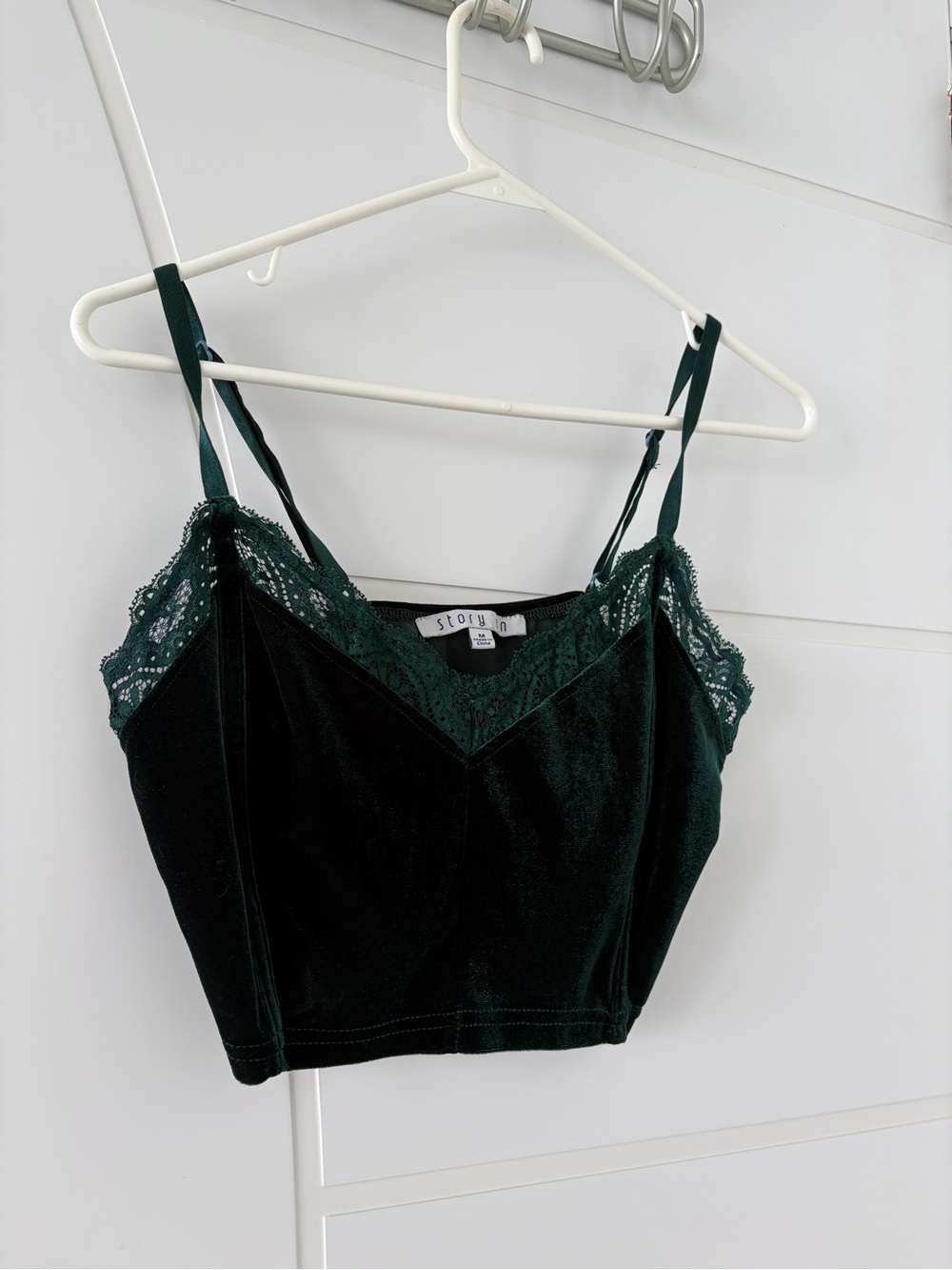 Whimsygoth grunge festival y2k Forest Green Velvet Lace Cami Top fairycore